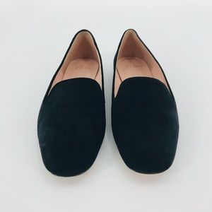 J Crew Suede Flat Loafers Black Size 7